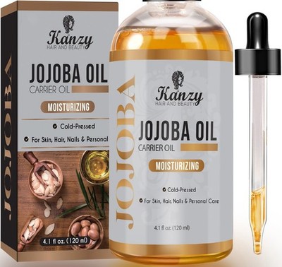 Kanzy 100% Organic Jojoba Oil for Hair, Skin, Face, Cold Pressed Hexane-free Oil