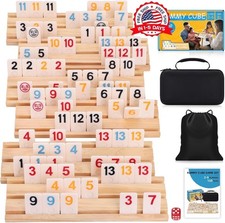 Rummy Cube 6 Player Edition with 6 Wooden Racks 160 Tiles Rummy Cube Game with..