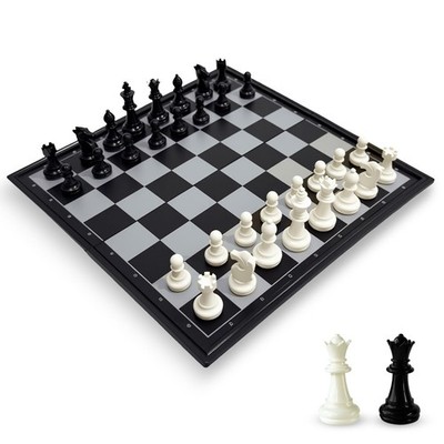 Travel Chess Set, 10 inch Magnetic Board with 2 Extra Only Chess, Black