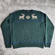 Vintage 90s Polo Ralph Lauren Reindeer Wool Nordic Christmas Sweater Mens XL