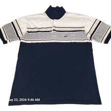 Vintage Lacoste Chemise Men's Large Striped Polo Alligator Blue Preppy Y2K 90's