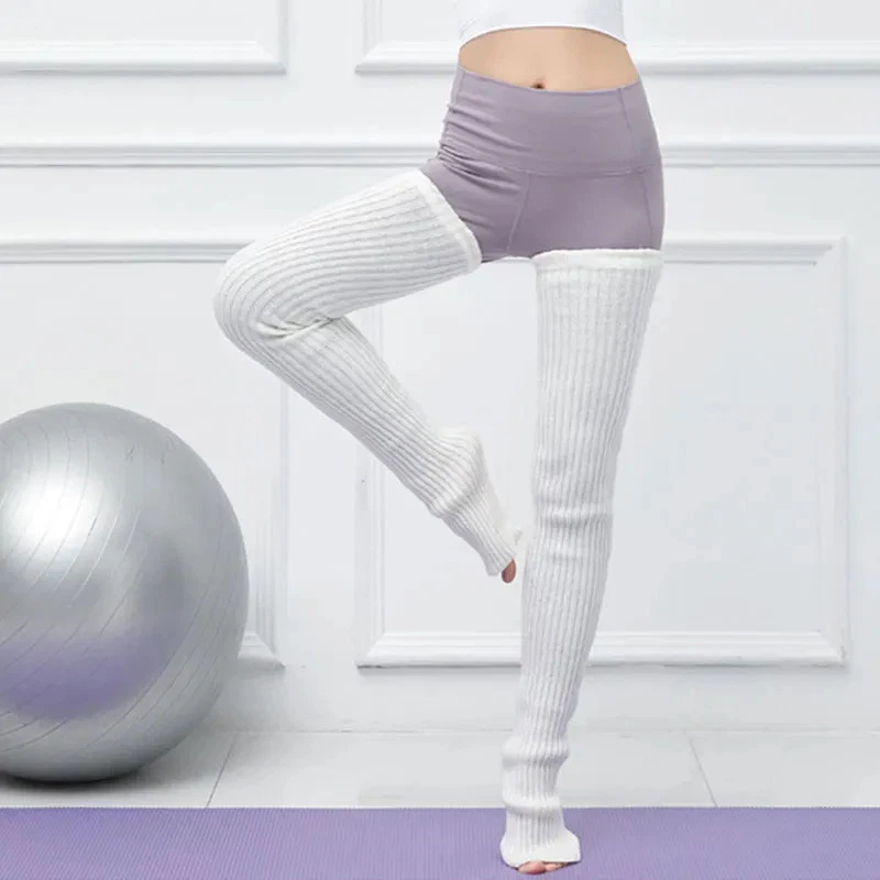 Meias quentes de malha para perna de ioga acima do joelho dança fitness coxa meias altas - Imagem 2 de 4