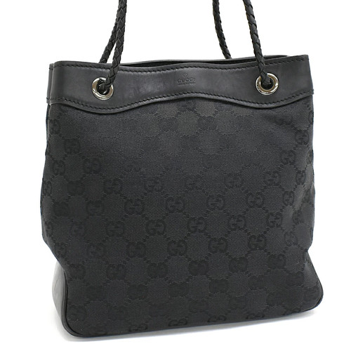 Used Gucci Handbag 109143 Gg Canvas Jacquard Braided Handle Leather Black