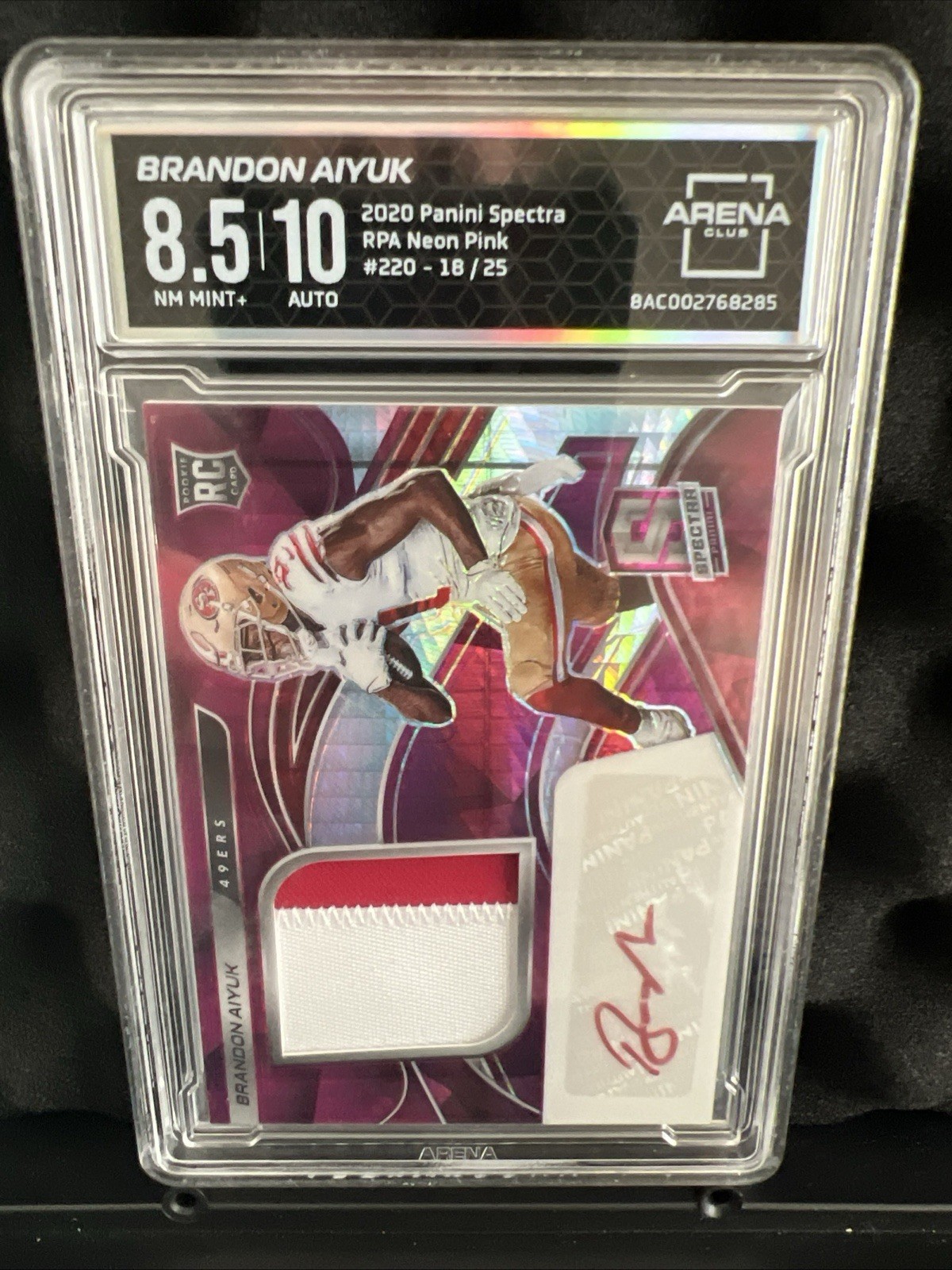 2020 Panini Spectra Brandon Aiyuk Rookie Patch Auto RPA RC Neon Pink Prizm /25