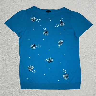 Blue beaded Talbots petite tshirt