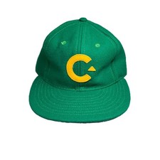 NWT Ebbets Field Flannels Night Game Cap Wool Hat Green Yellow C Logo USA Made