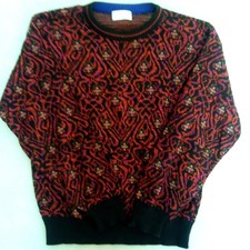Vintage Tricots St Raphael Sweater Men's Sz M Geometric Pattern Crew Neck USA