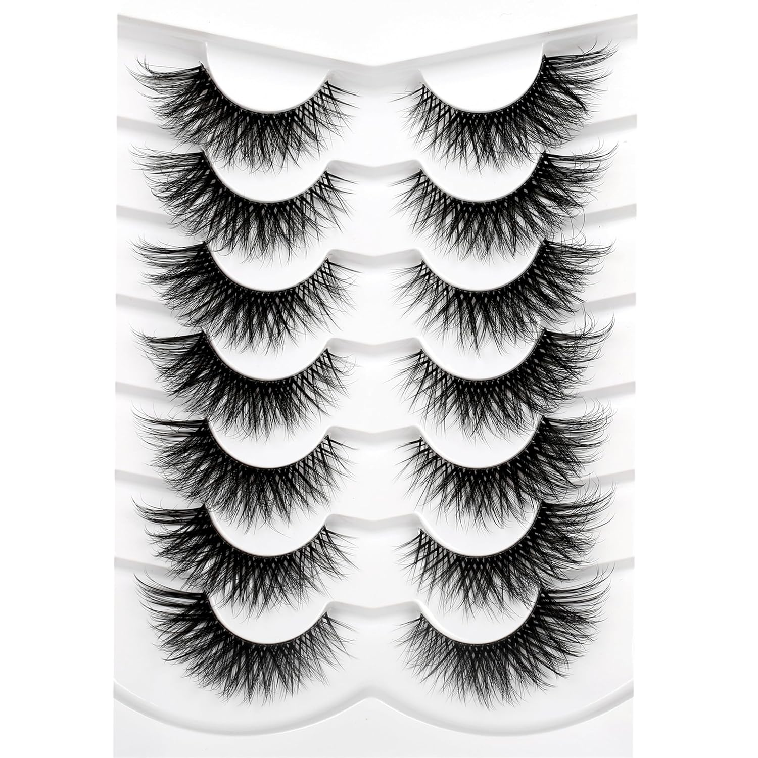 False Eyelashes Cat Eye Look Clear Band Wispy Volume Dramatic Long 8D Faux Mink