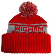 W K Red Beanie Pom Pom Winter Hat Made in USA