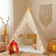 Teepee Tent for Kids with Star Lights, Mat Campfire Toy