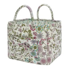 Quilted Fabric Storage Baskets with Handles, Boho Floral Gift Basket Foldable...