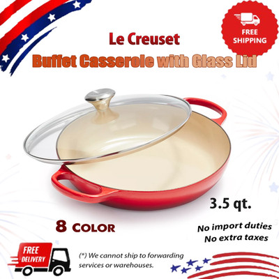 Le Creuset Buffet Casserole 3.5 Quart with Glass Lid Enameled Cast Iron
