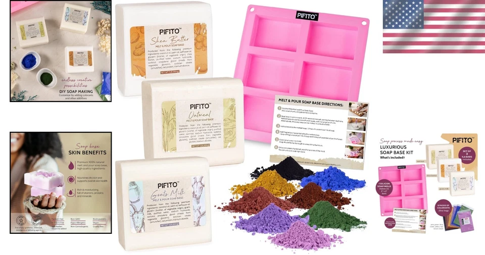 Elegant Soap-Making Supplies: 3 lbs Natural Melt & Pour Base + Colorants - Image 2 of 4