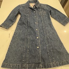 Gap Kids Girls Denim Dress Sz 5-6 Pearl Snap Long Sleeve Western