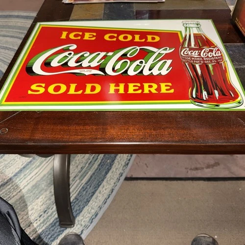 Vintage 1989 Coca Cola metal Sign - Ice Cold , Sold Here  18" x 12"