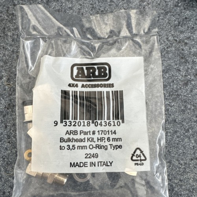 #ad ARB 170114 High Pressure Bulkhead Fitting Kit 6mm to 3.5mm O Ring Type $30.00