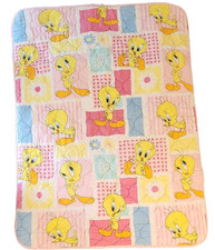 Tweety Looney Tunes 1993 Quilted Crib Baby Blanket 90s Vintage No Stains