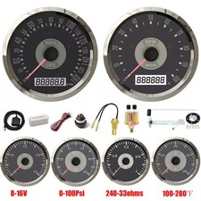 6 Gauge Set Classical 85mm Gps Speedometer Tacho 52mm Fuel Water Temp Oil Volt