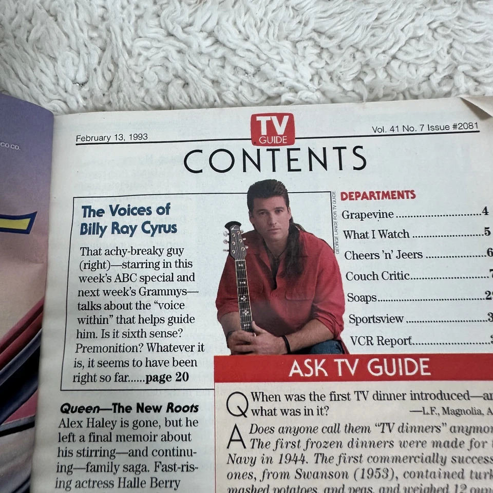 1993 February 13-19 TV GUIDE Magazine, Billy Ray Cyrus Lucy & Desi - Image 2 of 4