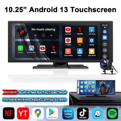 10,25'' Zoll Tragbarer Apple CarPlay und Android Auto Wireless Net-flix Display