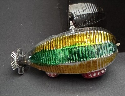 Zeppelin Dirigible Mercury Glass Germany Ornament Blimp Christmas