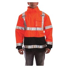 Tingley J24129 High Visibility Rain Jacket With Hood, Polyester, Class 3 R,