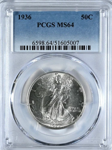 1936 50C Walking Liberty Half Dollar PCGS Graded MS64 Silver Coin #6598