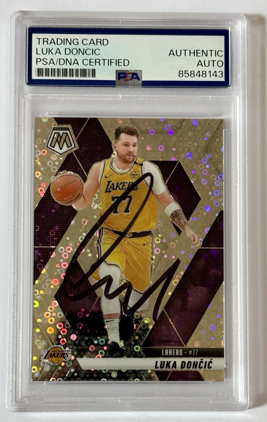 Luka Doncic Signed Mosaic Disco Card PSA DNA Auto LA Lakers 2024-25 Autographed view 3