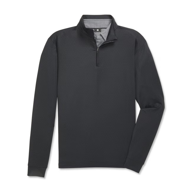 1/4 Zip Tonal Deco Diamond Pullover Jacket, Black, Large