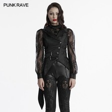 Punk Rave Women Black Dark Night Gothic Asymmetric Vest With Detachable Chain
