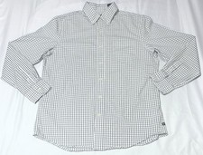 Chaps Men’s M Stretch Black White Grid Long Sleeve Button Down Dress Shirt
