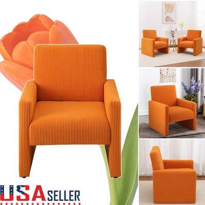 Corduroy Sofa Detachable Armrests, Modular Small Couch, Orange, Easy Assembly