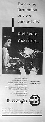 WERBUNG BURROUGHS FÜR IHRE ABRECHNUNG IHRE BUCHHALTUNG NUR EINE MASCHINE