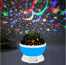 Night Light Moon Star Projector 360 Degree Rotation - 4 LED Bulbs 9 Light Color
