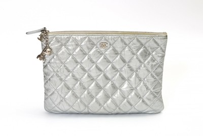 chanel silver clutch