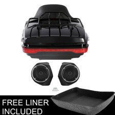 King Trunk Rack Backrest Speakers Fit For Harley Road King Street Glide 14-26