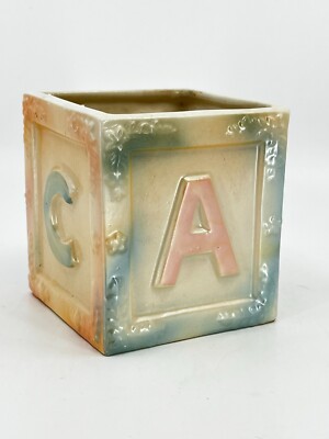 1960's Reubens Originals Ceramic Nursery Planter Building Block Lamb Baby Room