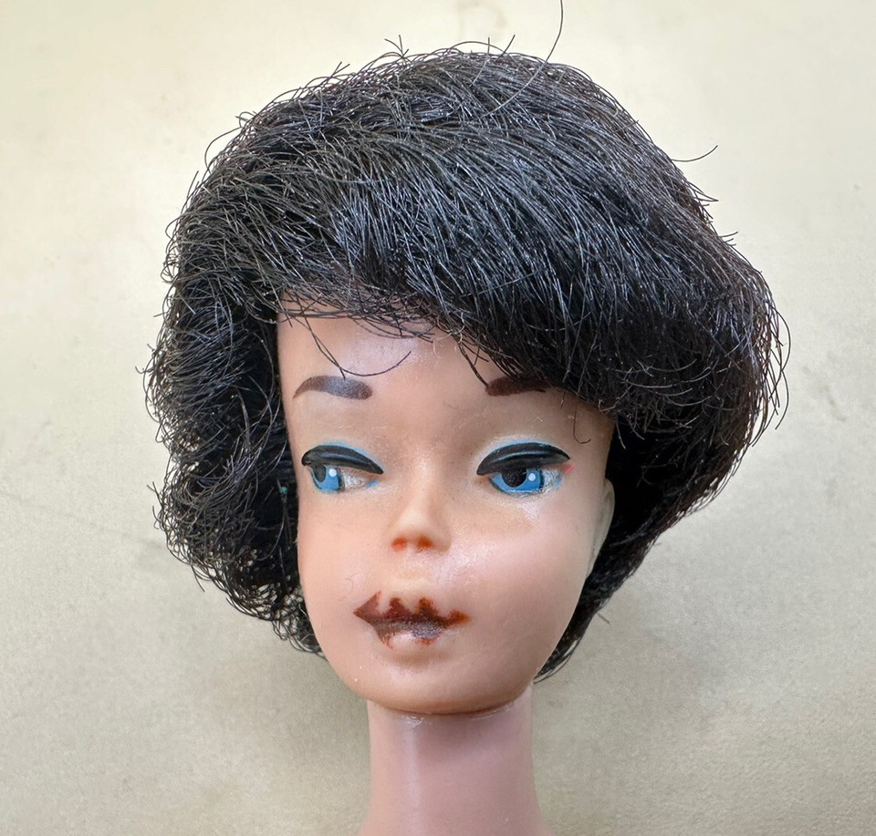 Vintage 1961 Bubblecut Barbie Doll, Iconic Striped Swimsuit