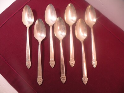 Set Of 7 Silverplate 1933 KING CEDRIC TEASPOONs 6 1/4''