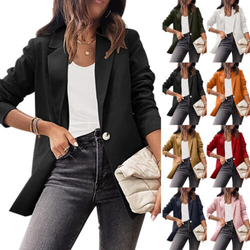 Blazer Jacke Damen Anzugjacke Sakko Business Büro Jäckchen Elegant Outwear Tops - Bild 1 von 19