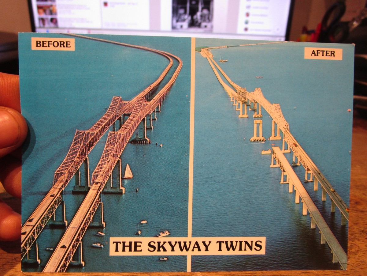 bridge ship house HATESATE 5.5 サイン入り Z1 FLORIDA Postcard Sunshine Skyway Bridge Tampa Bay Saint
