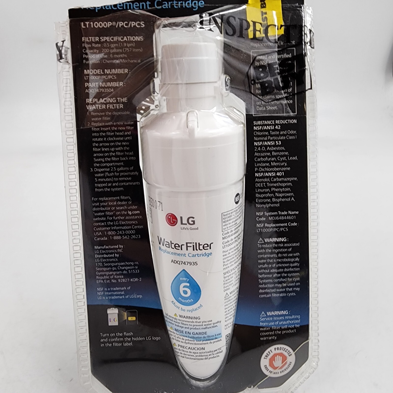 Фильтр для воды LG для некоторых холодильников LG LT1000PPCPCS- Белый 3590₽