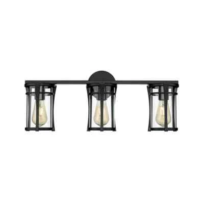 ŌVE OVE Joakim 3-Light Vanity Black Finish Dimmable - Black 1,440 Lumens 3000k Amber