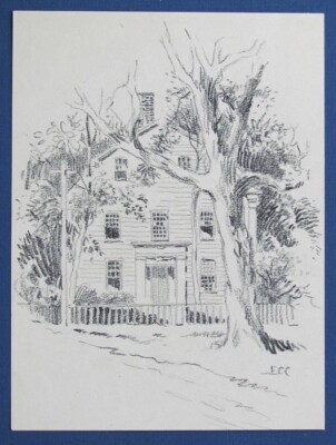 Landscape Home Drawing EDWARD C. CASWELL  Illustrator N.Y. Listed Artist