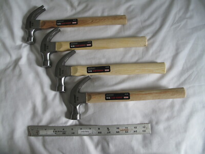 (4) NEW 16oz Curved Claw Hammer Wooden Handle - Stock Up & Stop Searching!
