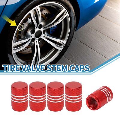 16MM Car Tire Valve Stem Caps Wheel Valve Cap Red for Car SUV Bike RV 5pcs