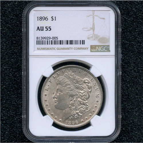 1896 Morgan Silver Dollar NGC AU 55 Certified Philadelphia Mint Coin