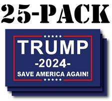 25 Piece Trump 2024 Bumper Sticker Set Save America Back MAGA Donald