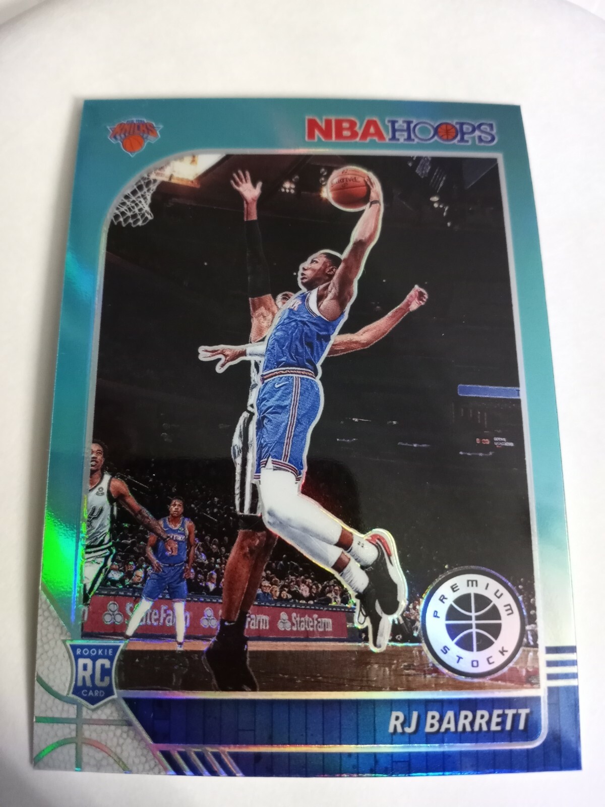 2019-20 Panini Premium Stock RJ Barrett Teal Rookie RC New York Knicks 201 Hoops