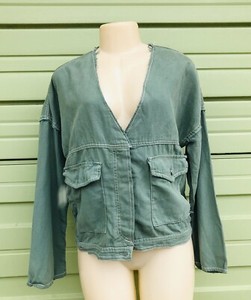 zara denim jacket green